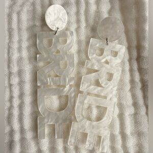 White Bride Statement Earrings